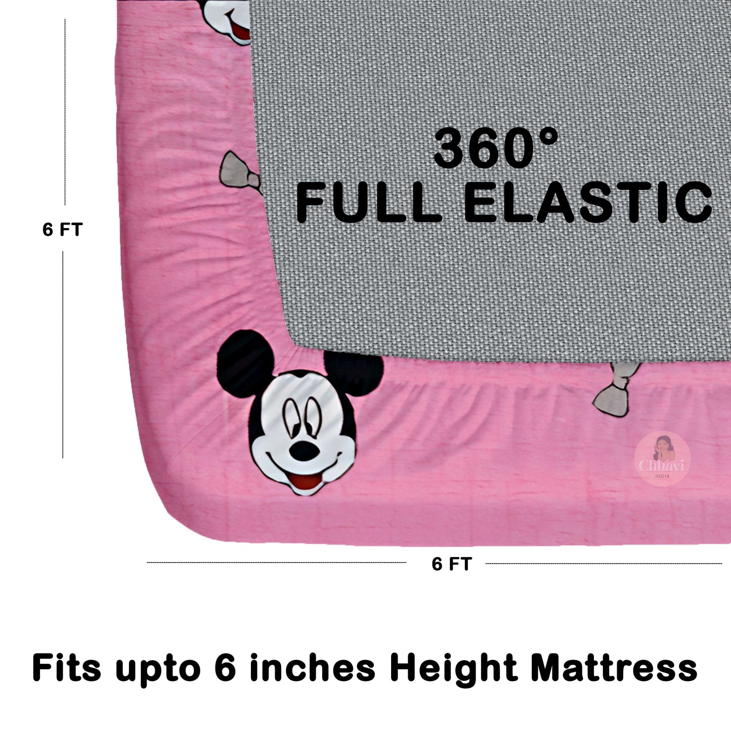 CHHAVI INDIA 210 TC Microfiber Waterproof Printed Fitted (Elastic) Bedsheet