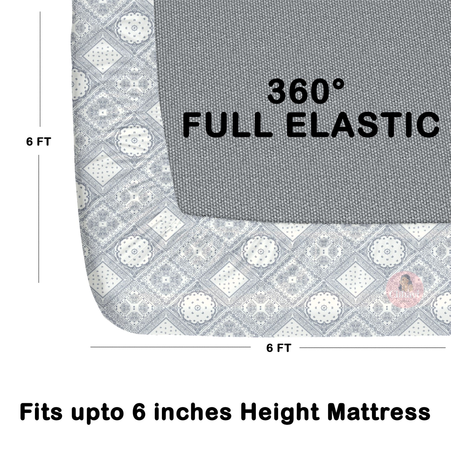 CHHAVI INDIA 210 TC Microfiber Waterproof Printed Fitted (Elastic) Bedsheet