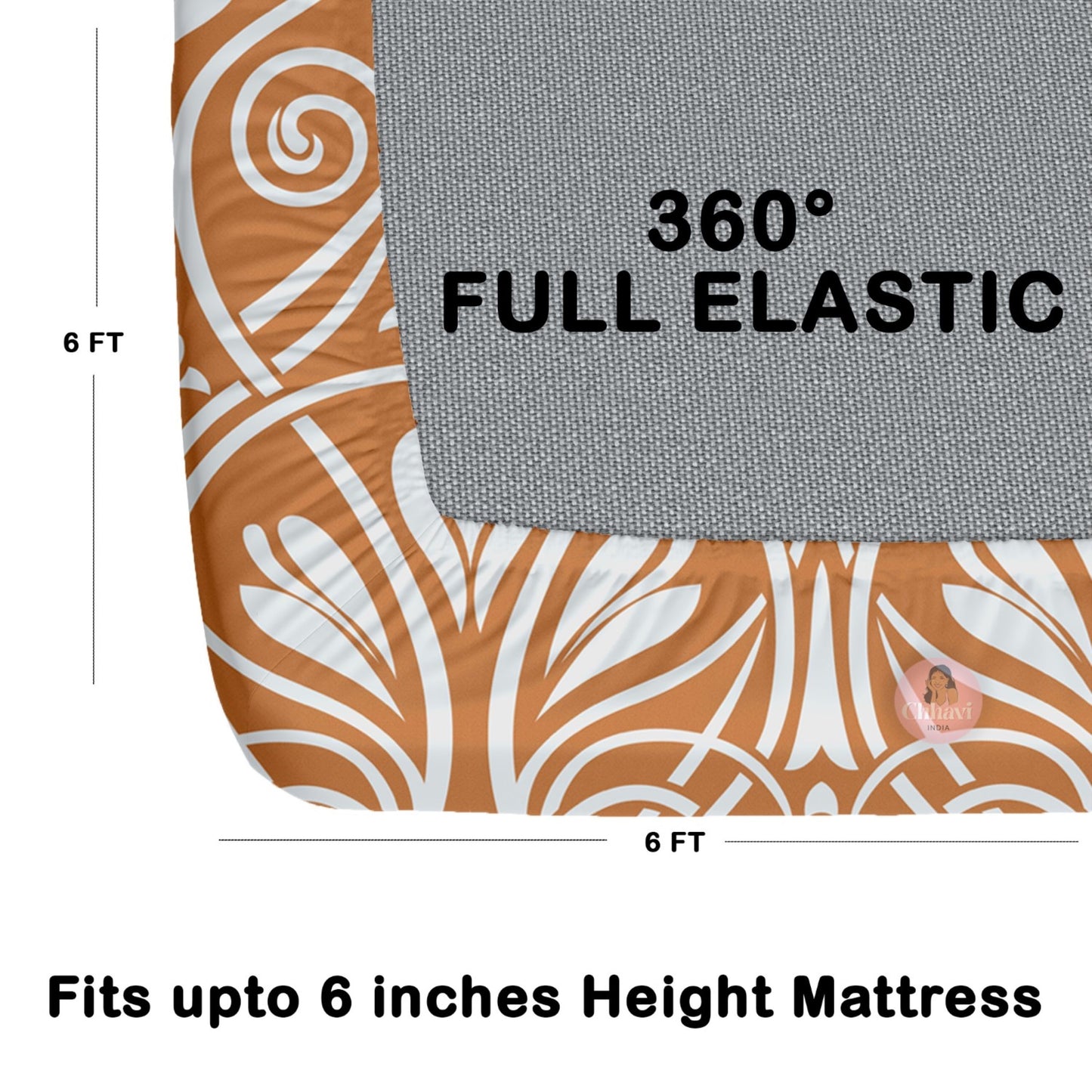 CHHAVI INDIA 180 TC Microfiber Double Fitted  Size Printed Bedsheet