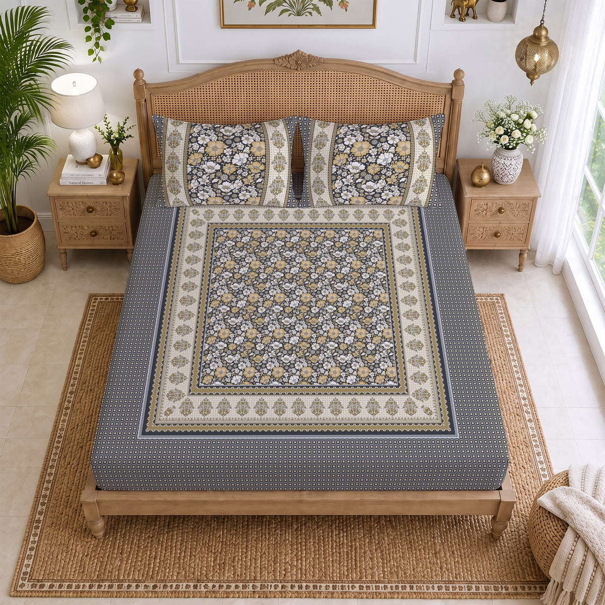 CHHAVI INDIA 210 TC Microfiber Printed King Size Bedsheet With 2 Pillow Covers