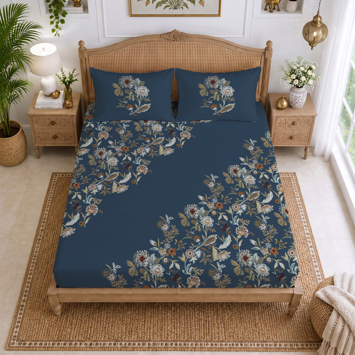 CHHAVI INDIA 210 TC Microfiber Printed King Size Bedsheet With 2 Pillow Covers