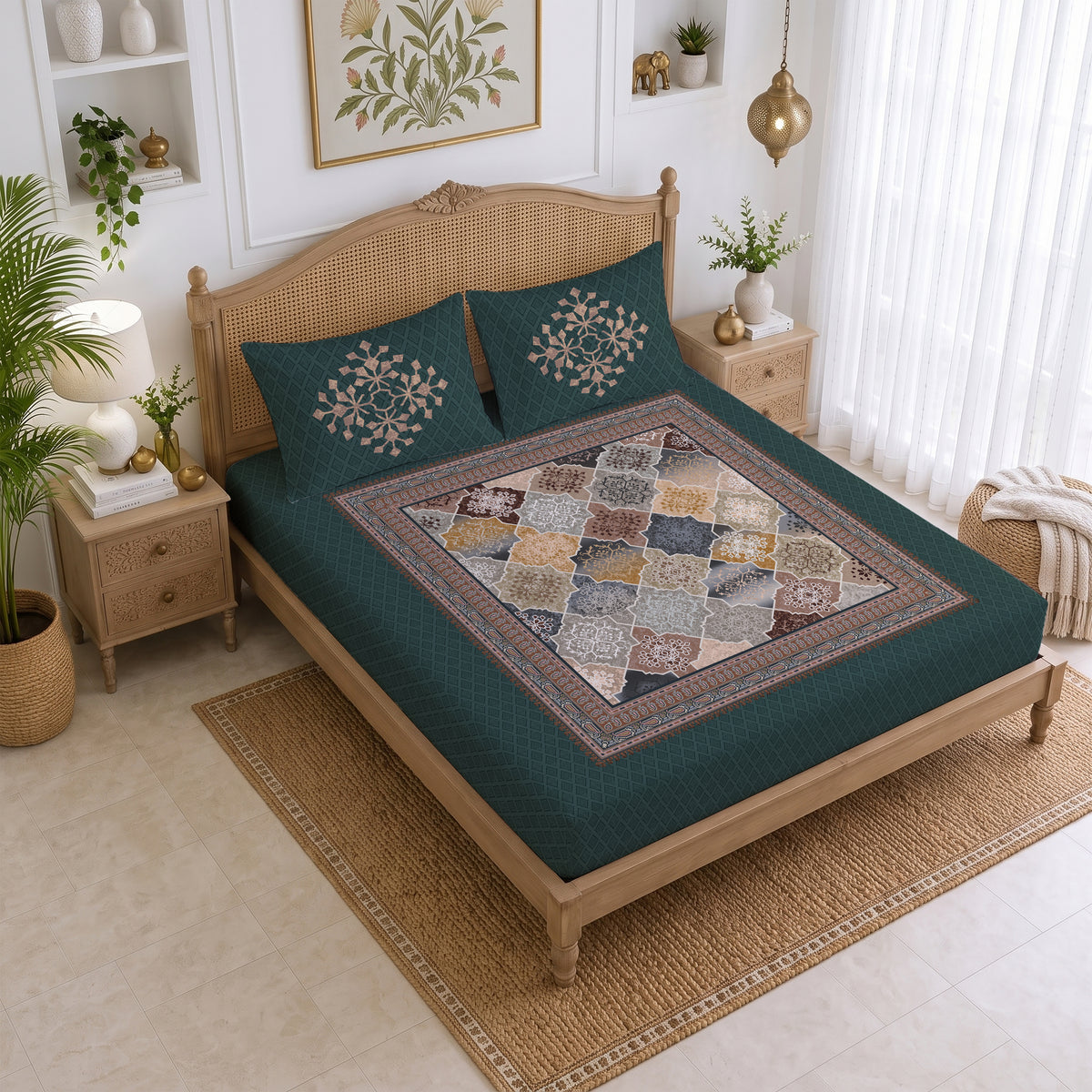 CHHAVI INDIA 210 TC Microfiber Printed King Size Bedsheet With 2 Pillow Covers