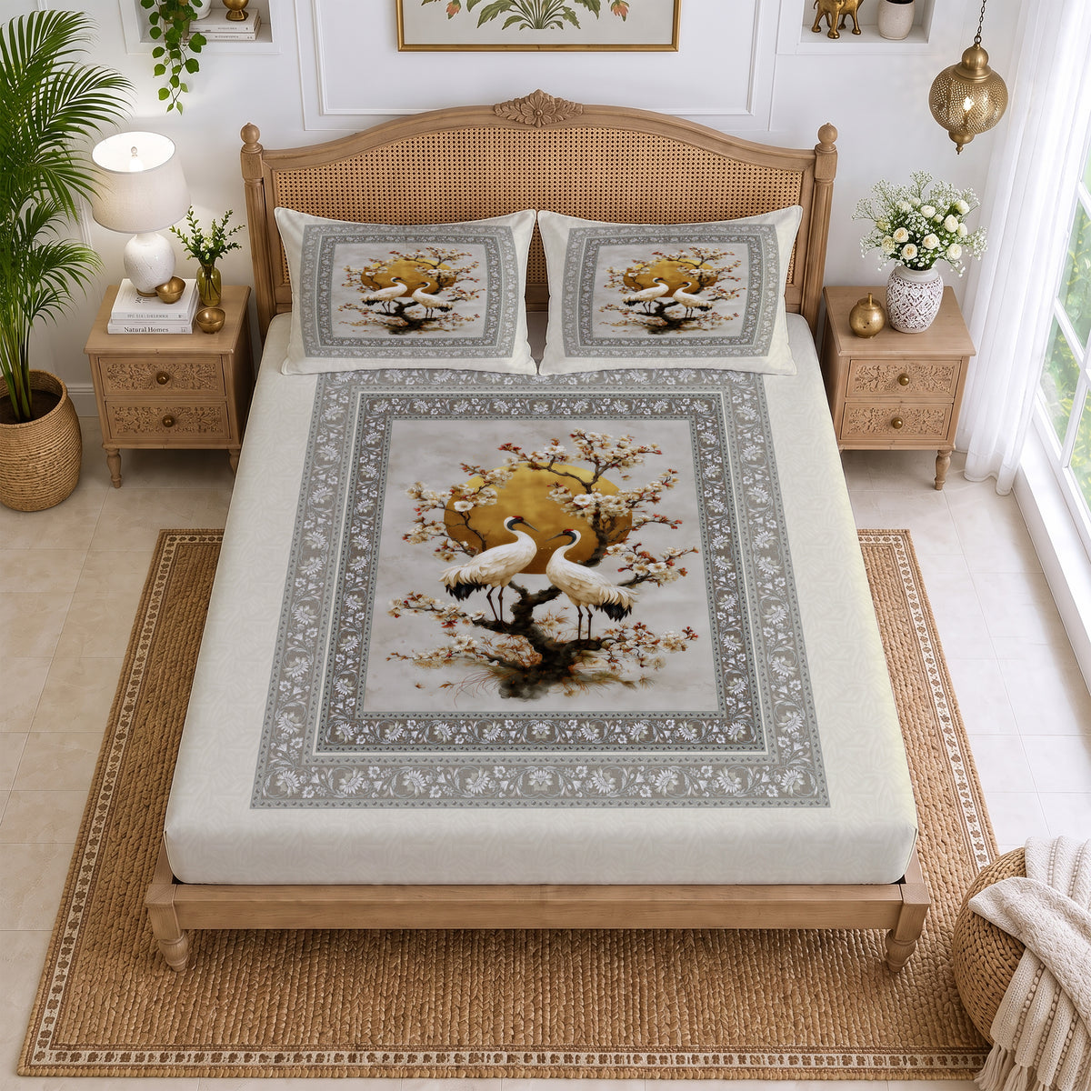CHHAVI INDIA 210 TC Microfiber Printed King Size Bedsheet With 2 Pillow Covers