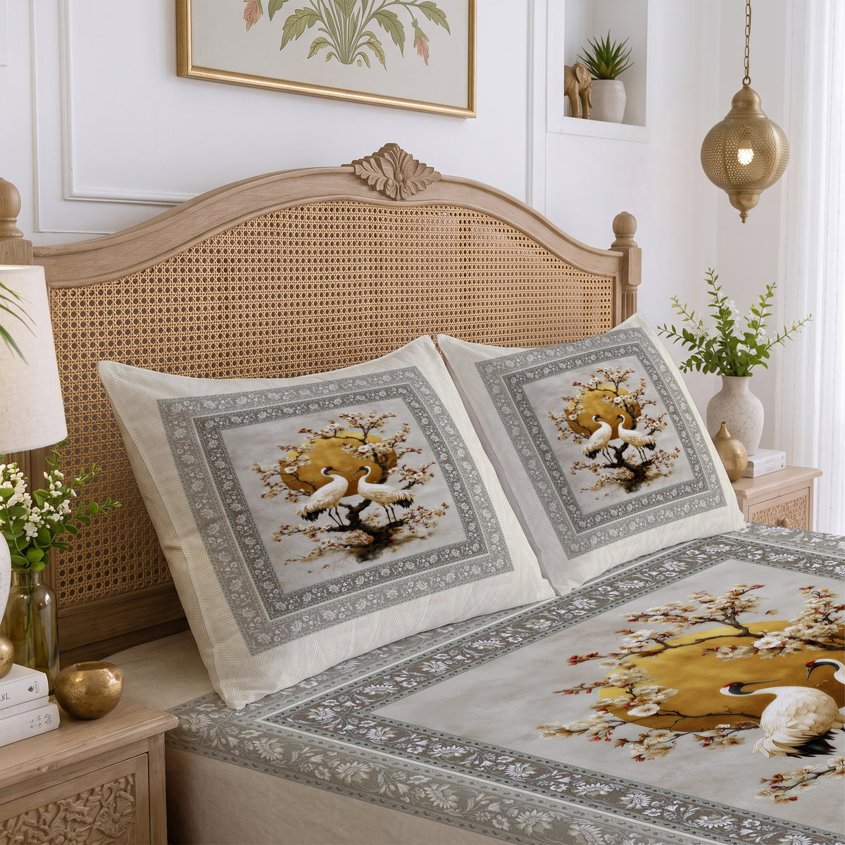 CHHAVI INDIA 210 TC Microfiber Printed King Size Bedsheet With 2 Pillow Covers