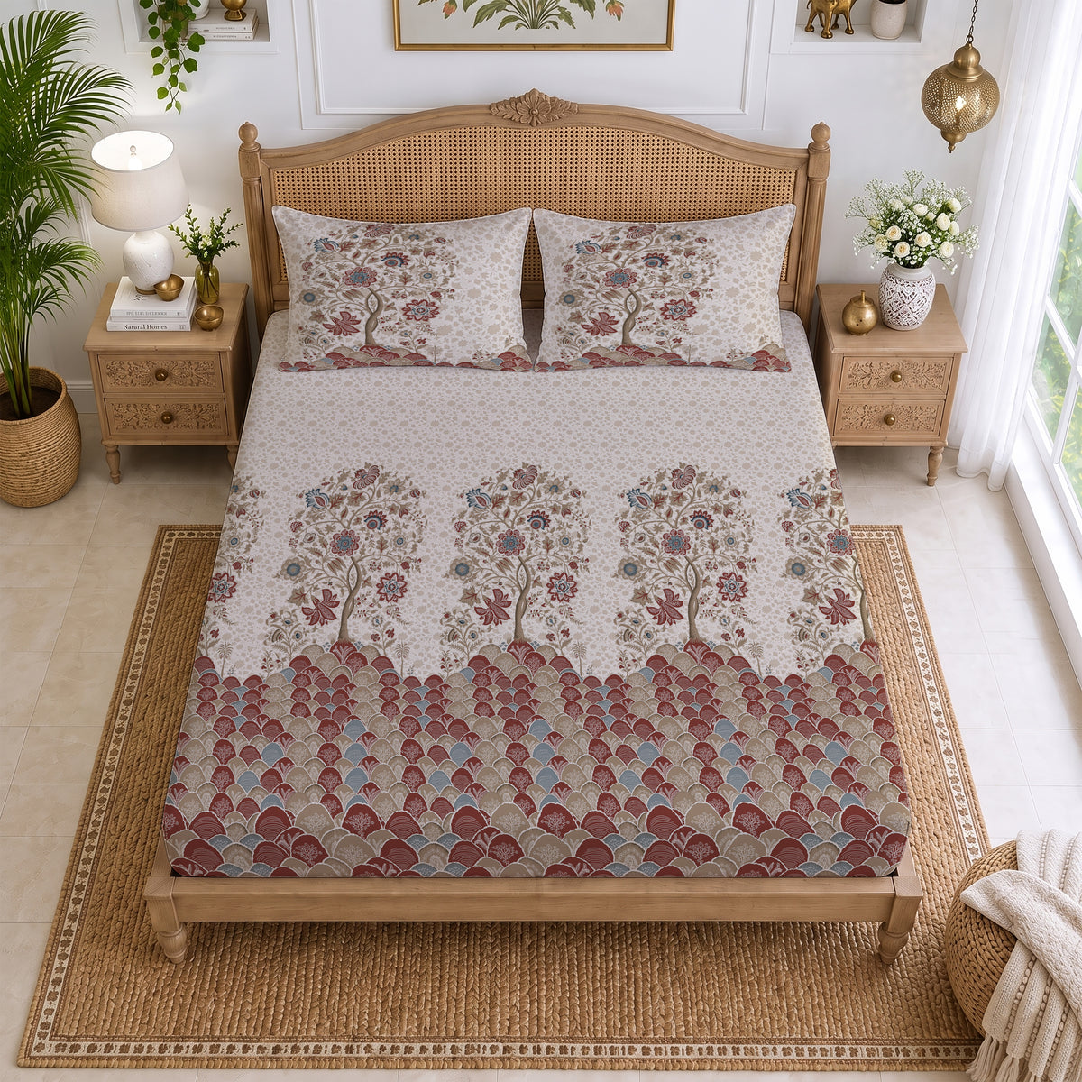 CHHAVI INDIA 210 TC Microfiber Printed King Size Bedsheet With 2 Pillow Covers