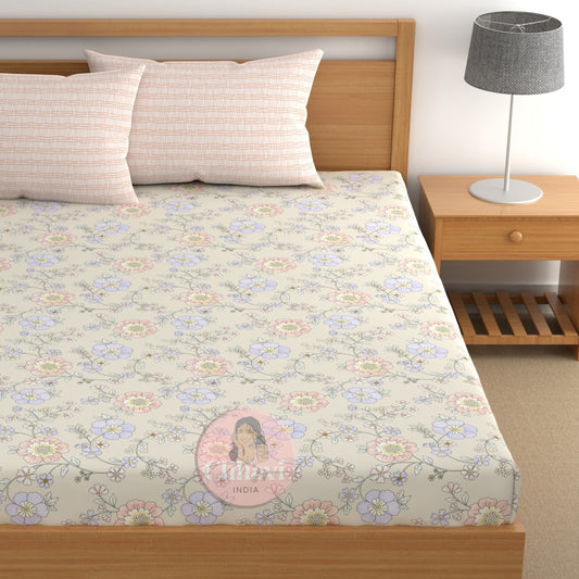 CHHAVI INDIA 210 TC Microfiber Printed Double Bedsheet With Pillow Covers