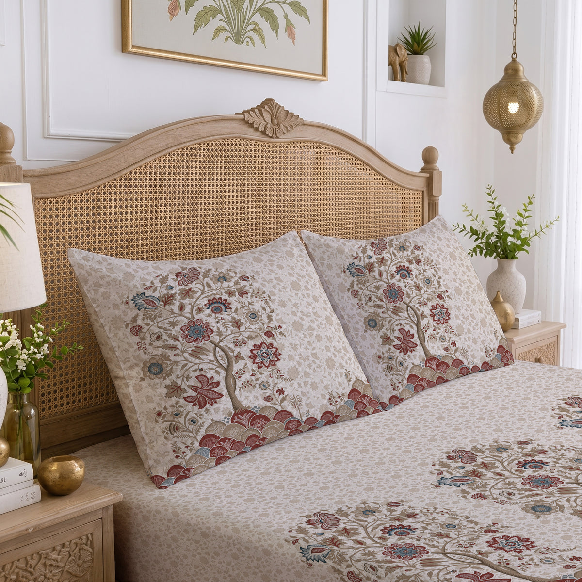 CHHAVI INDIA 210 TC Microfiber Printed King Size Bedsheet With 2 Pillow Covers