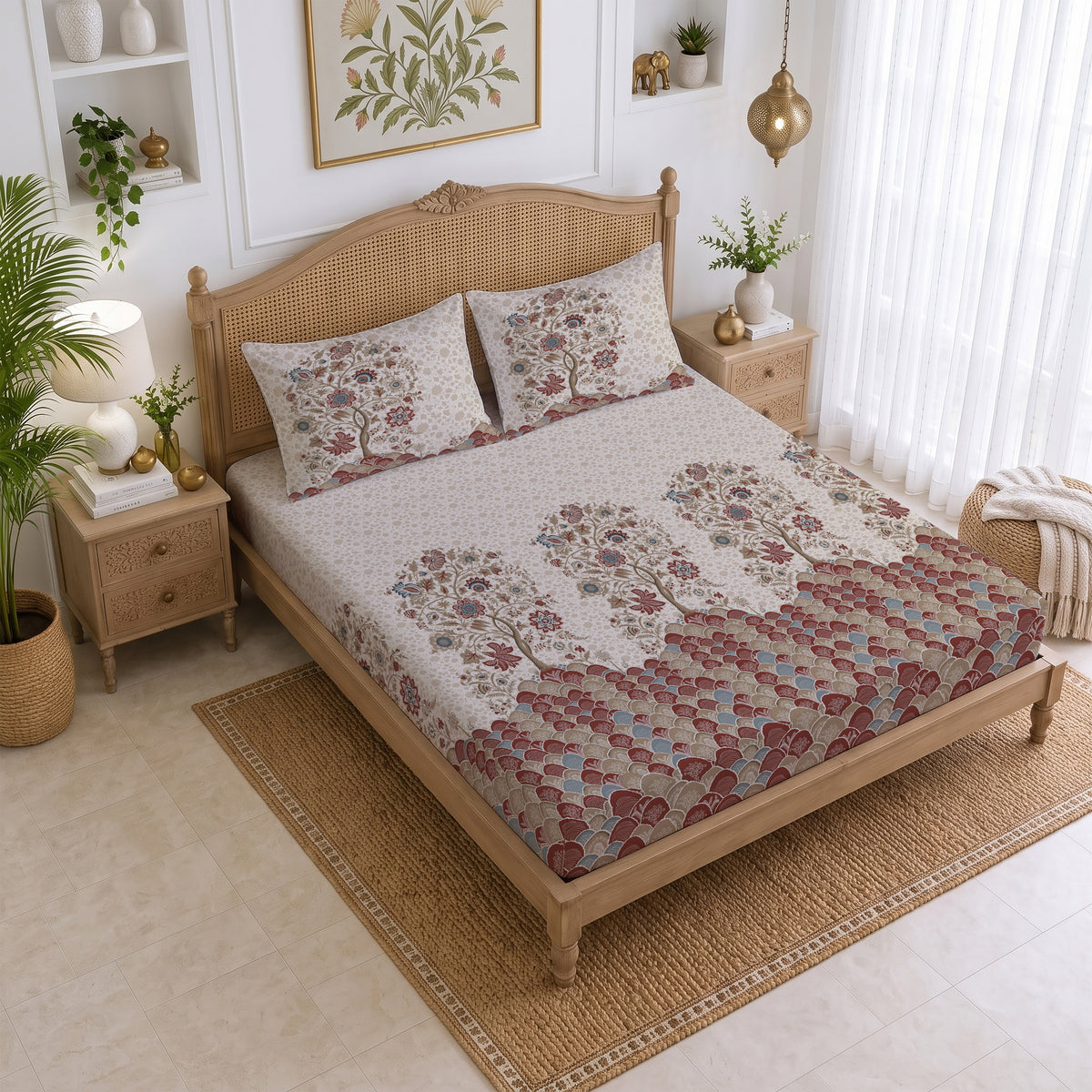 CHHAVI INDIA 210 TC Microfiber Printed King Size Bedsheet With 2 Pillow Covers