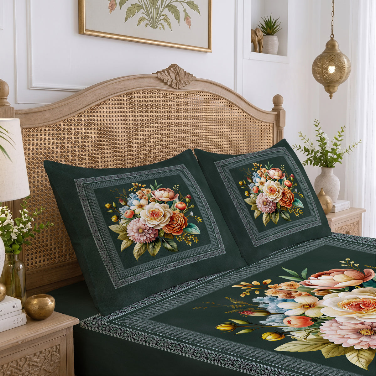 CHHAVI INDIA 210 TC Microfiber Printed King Size Bedsheet With 2 Pillow Covers