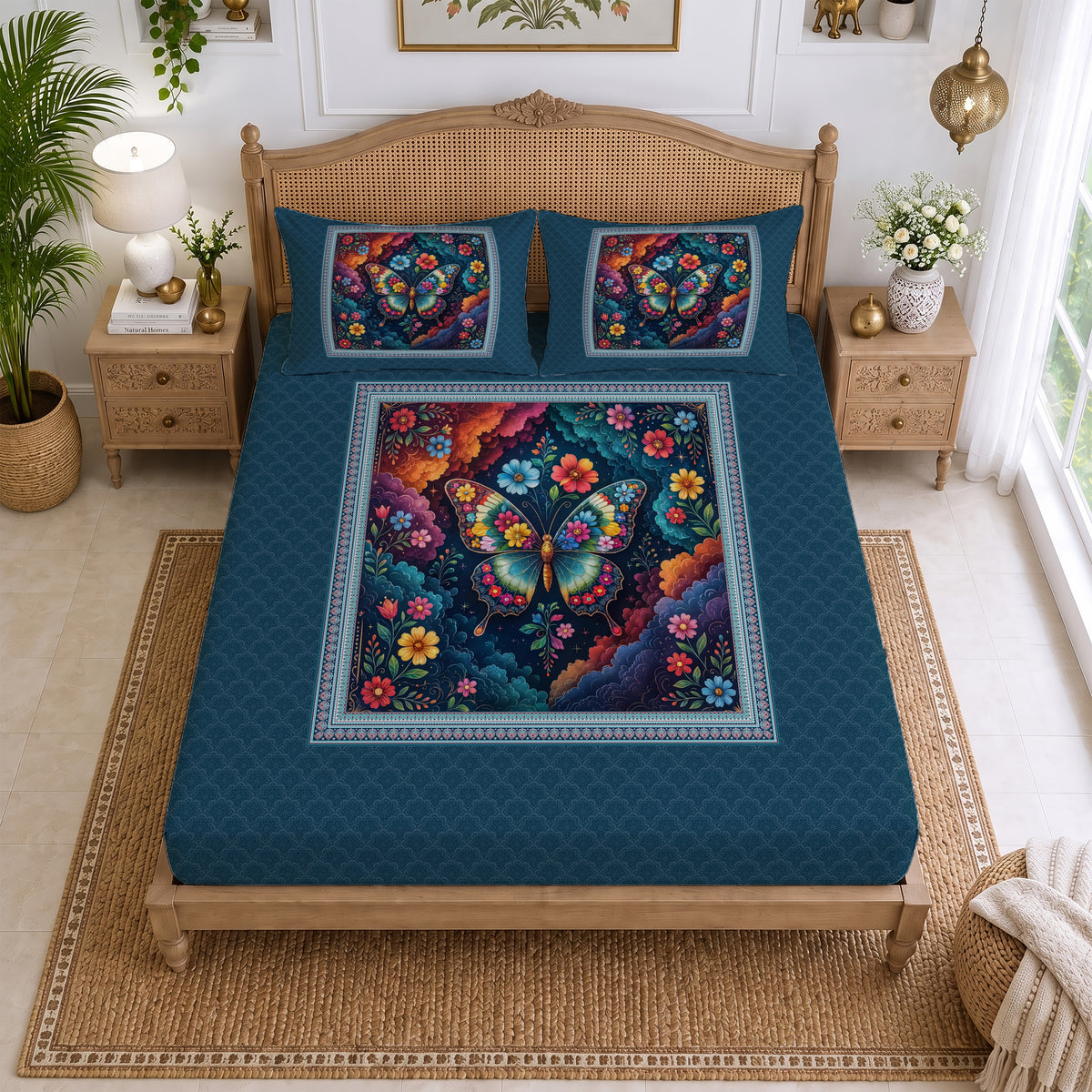 CHHAVI INDIA 210 TC Microfiber Printed King Size Bedsheet With 2 Pillow Covers