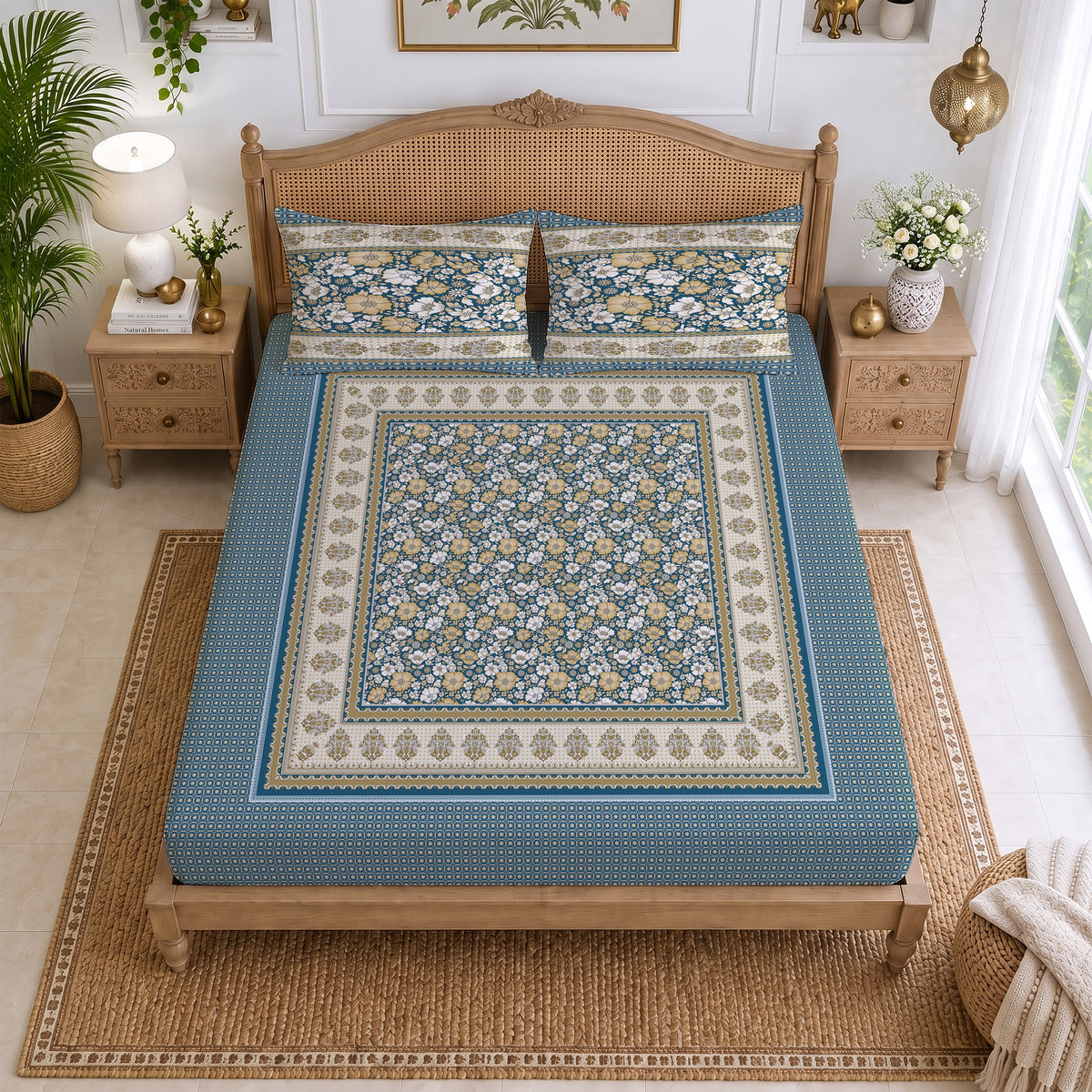 CHHAVI INDIA 210 TC Microfiber Printed King Size Bedsheet With 2 Pillow Covers
