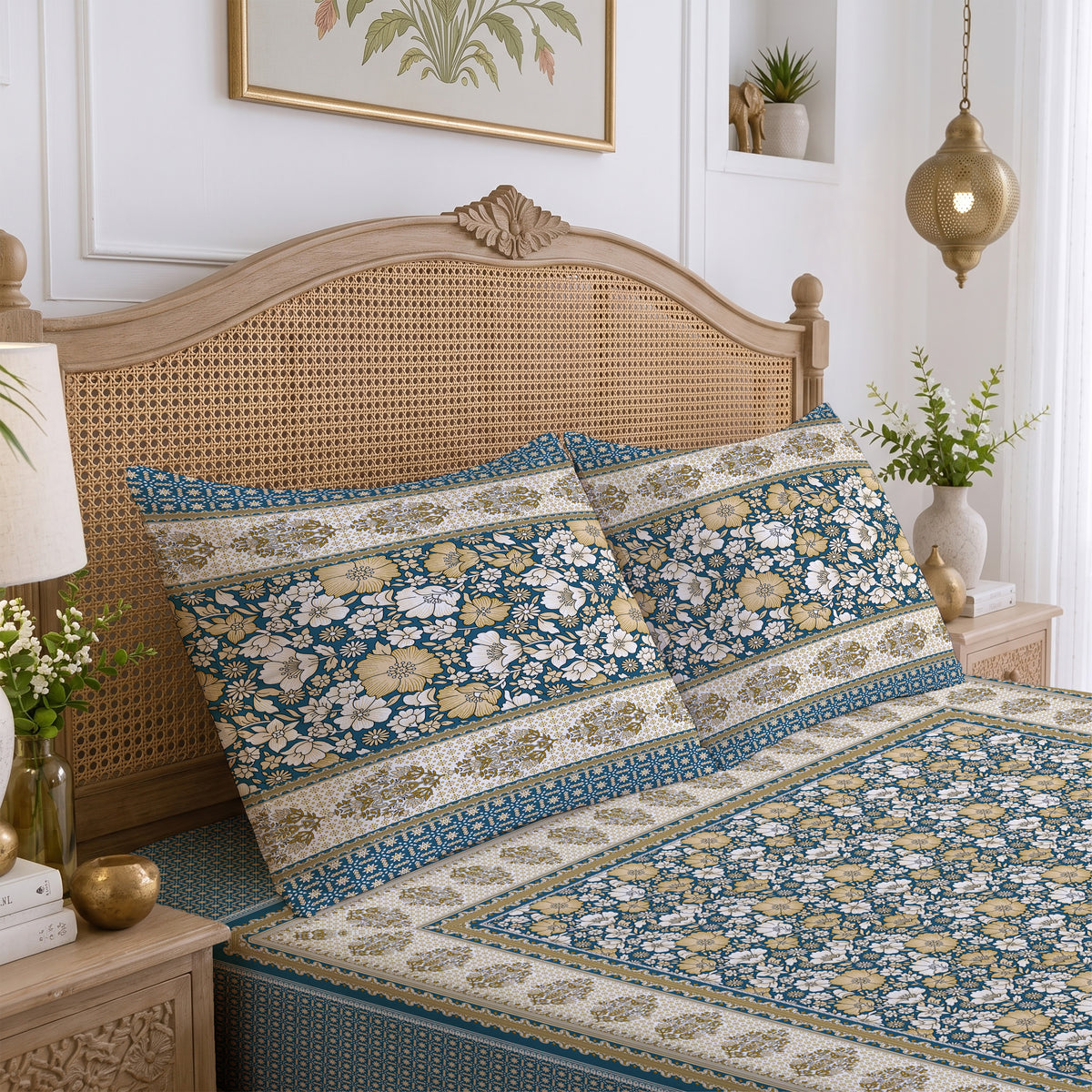 CHHAVI INDIA 210 TC Microfiber Printed King Size Bedsheet With 2 Pillow Covers