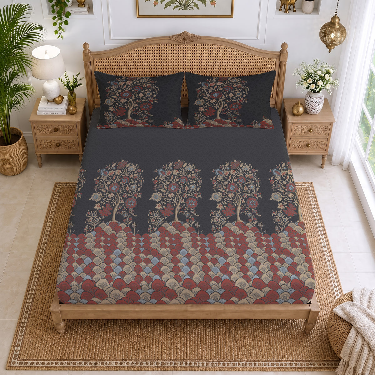 CHHAVI INDIA 210 TC Microfiber Printed King Size Bedsheet With 2 Pillow Covers