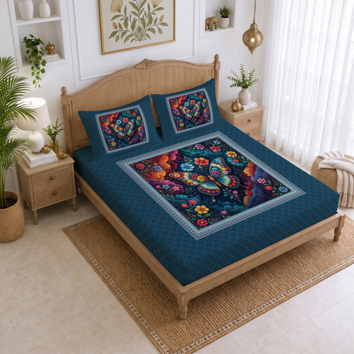 CHHAVI INDIA 210 TC Microfiber Printed King Size Bedsheet With 2 Pillow Covers