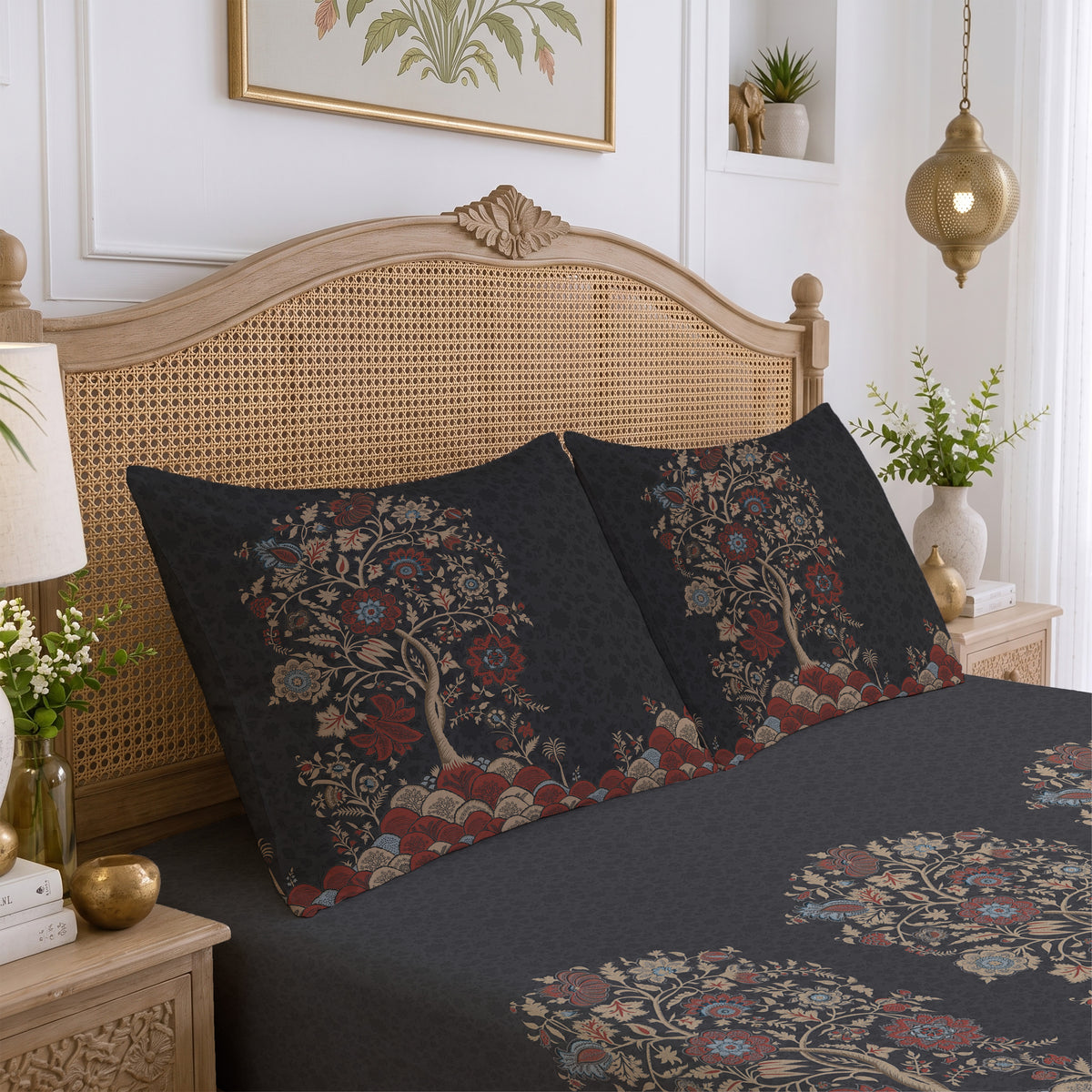 CHHAVI INDIA 210 TC Microfiber Printed King Size Bedsheet With 2 Pillow Covers