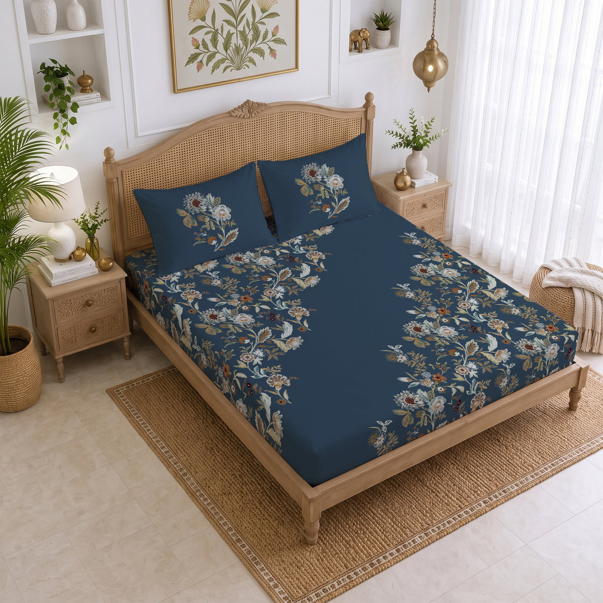CHHAVI INDIA 210 TC Microfiber Printed King Size Bedsheet With 2 Pillow Covers