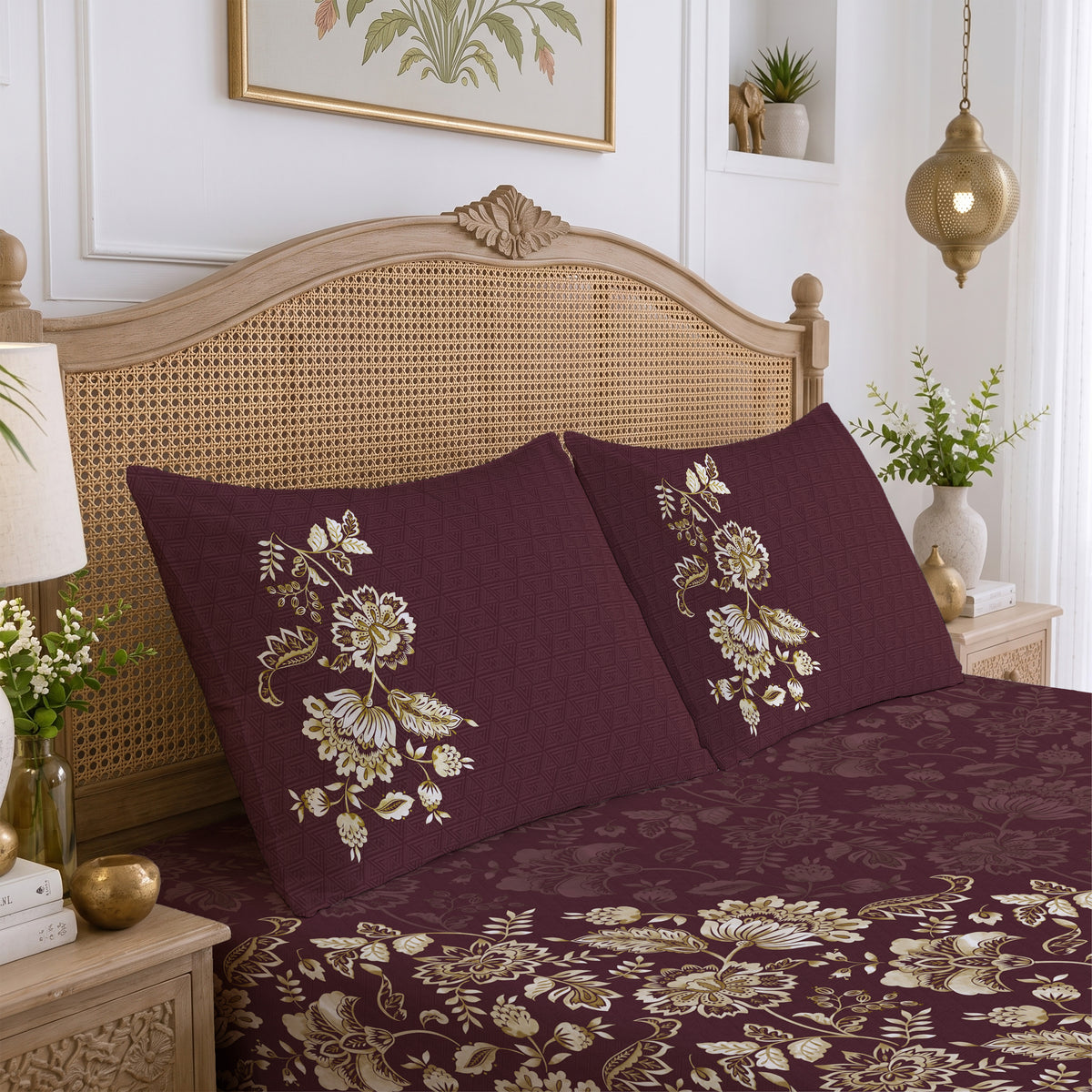 CHHAVI INDIA 210 TC Microfiber Printed King Size Bedsheet With 2 Pillow Covers