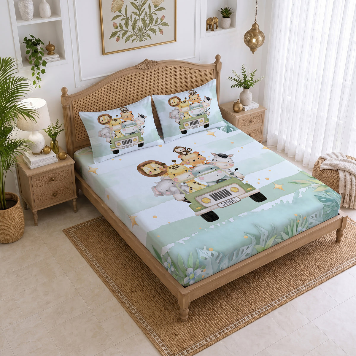 CHHAVI INDIA 210 TC Microfiber Printed King Size Bedsheet With 2 Pillow Covers
