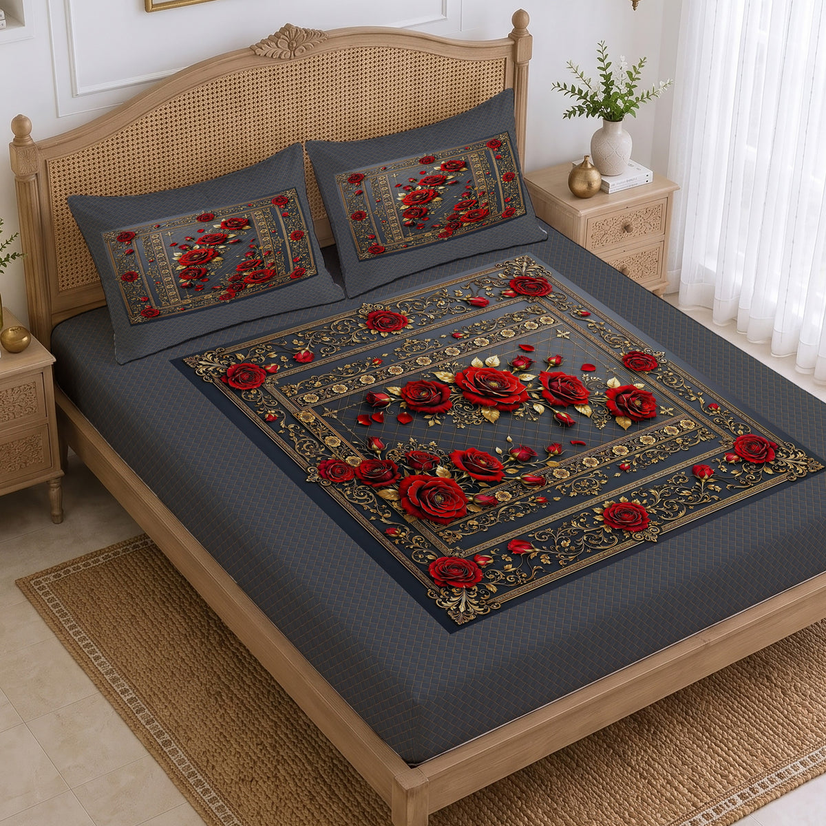 CHHAVI INDIA 210 TC Microfiber Printed King Size Bedsheet With 2 Pillow Covers