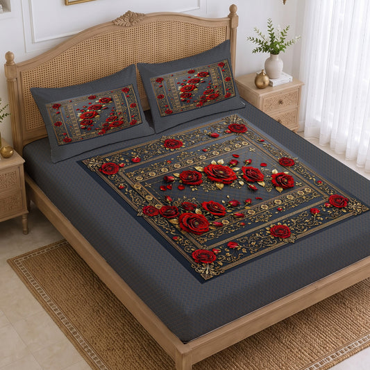 CHHAVI INDIA 210 TC Microfiber Printed King Size Bedsheet With 2 Pillow Covers