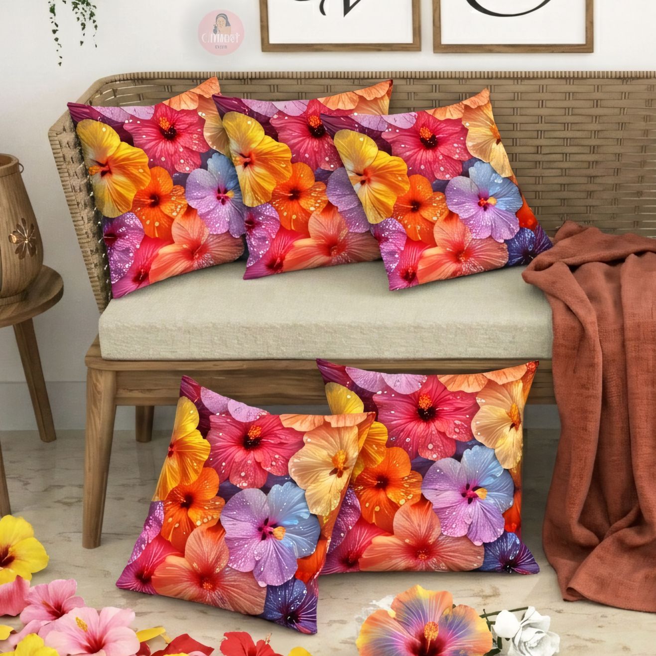 CHHAVI INDIA Microfiber Cushions Cover Pack of 5