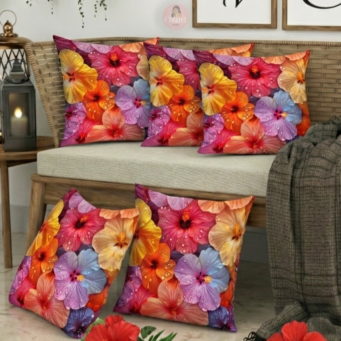 CHHAVI INDIA Microfiber Cushions Cover Pack of 5