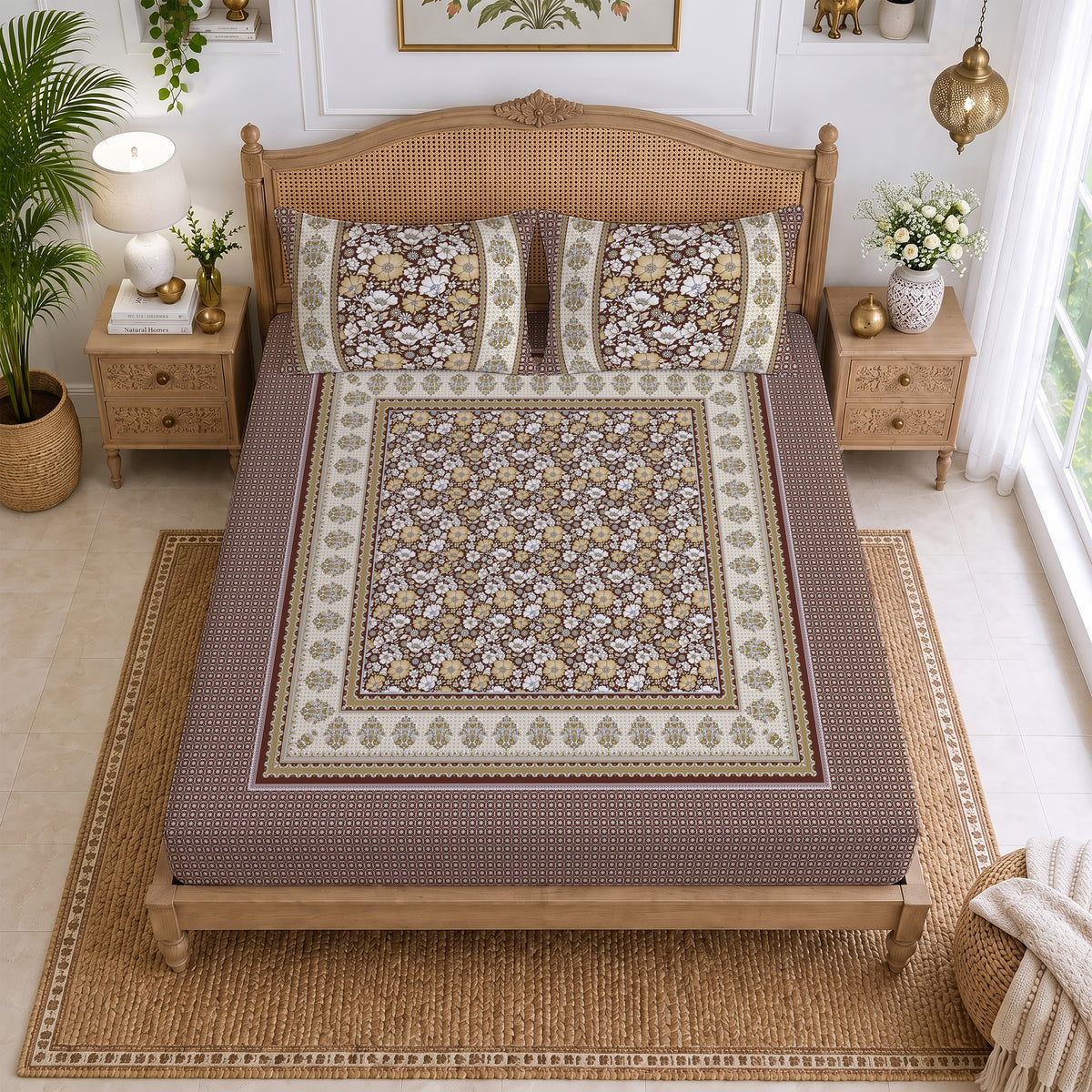 CHHAVI INDIA 210 TC Microfiber Printed King Size Bedsheet With 2 Pillow Covers