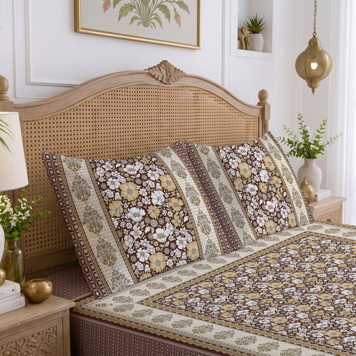CHHAVI INDIA 210 TC Microfiber Printed King Size Bedsheet With 2 Pillow Covers