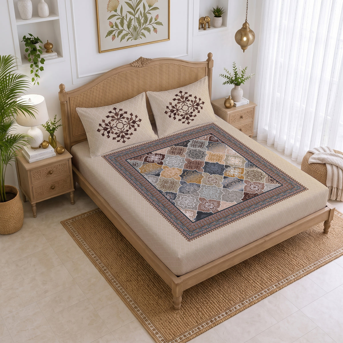CHHAVI INDIA 210 TC Microfiber Printed King Size Bedsheet With 2 Pillow Covers