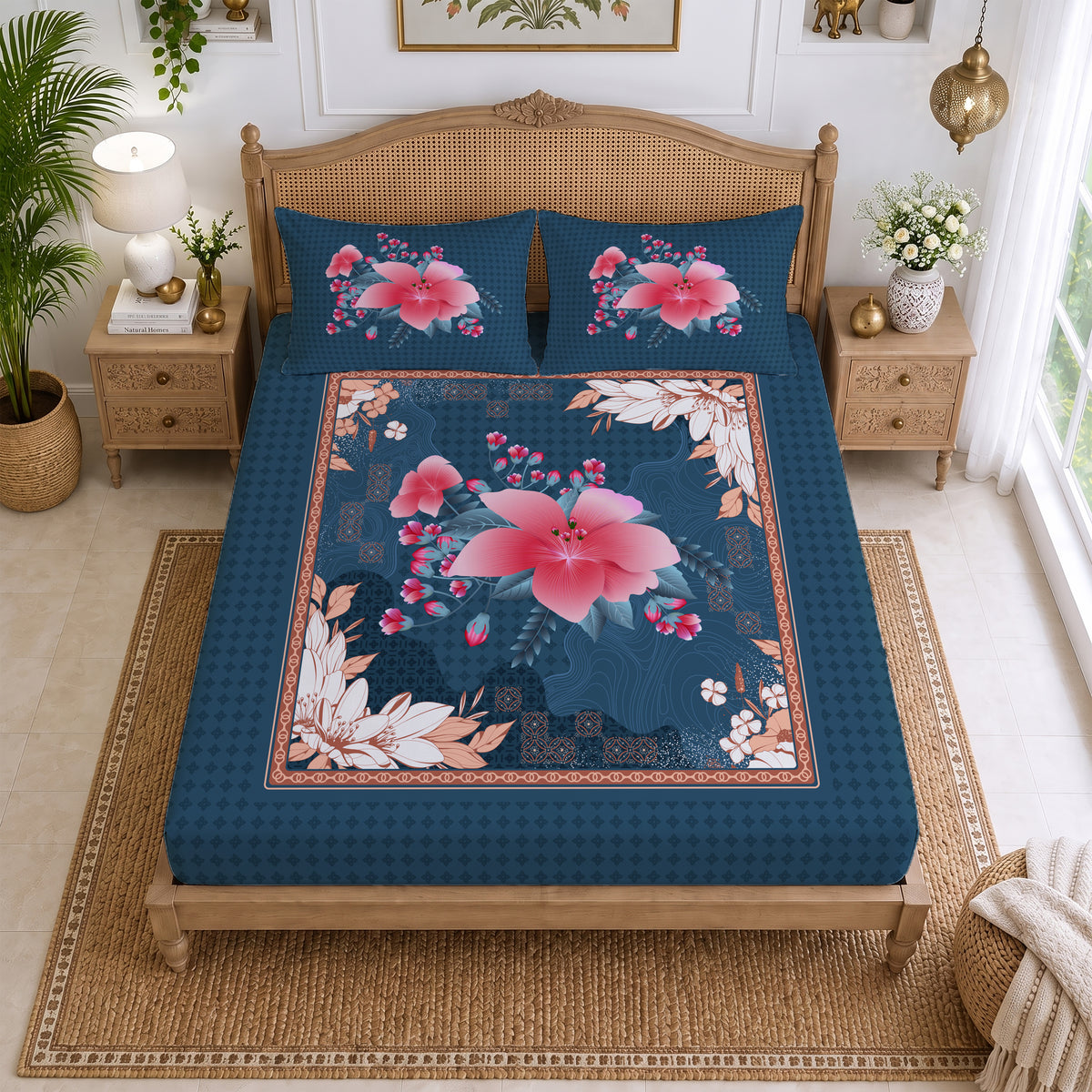 CHHAVI INDIA 210 TC Microfiber Printed King Size Bedsheet With 2 Pillow Covers