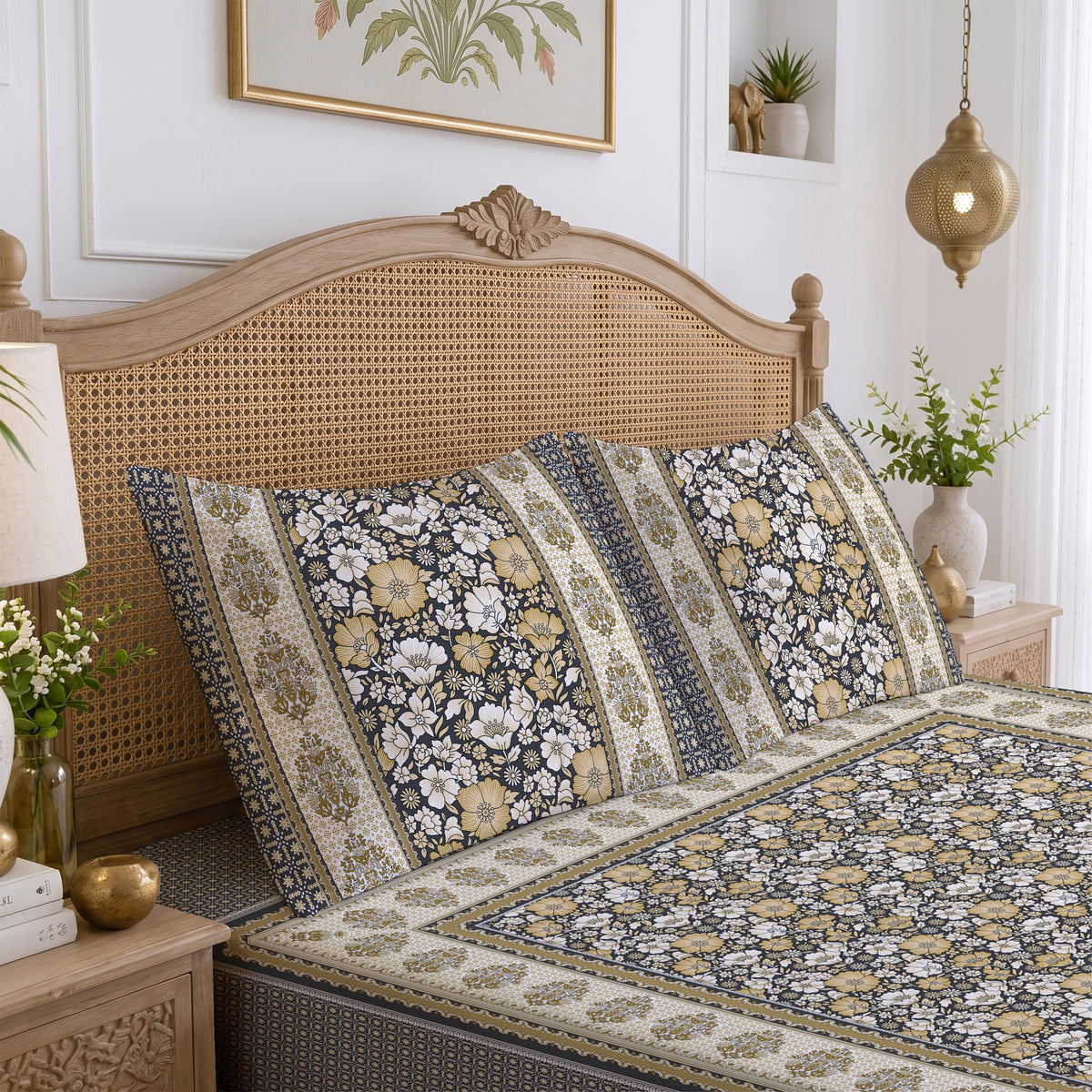 CHHAVI INDIA 210 TC Microfiber Printed King Size Bedsheet With 2 Pillow Covers