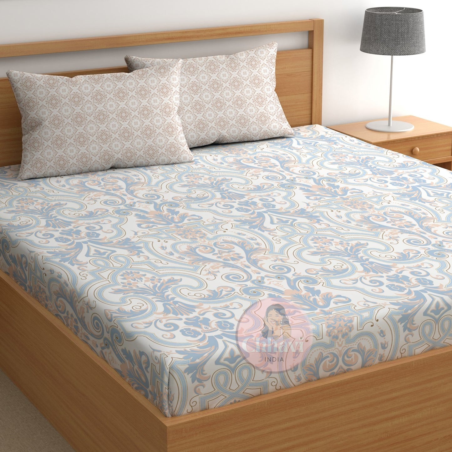 CHHAVI INDIA 210 TC Microfiber Printed Double Bedsheet With Pillow Covers