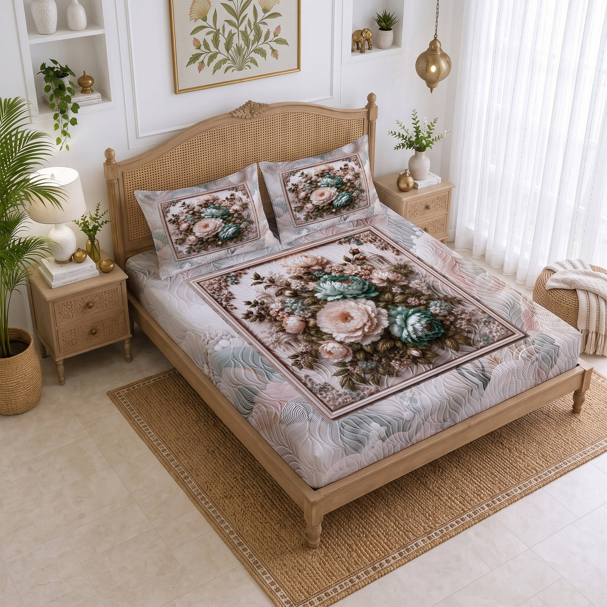 CHHAVI INDIA 210 TC Microfiber Printed King Size Bedsheet With 2 Pillow Covers