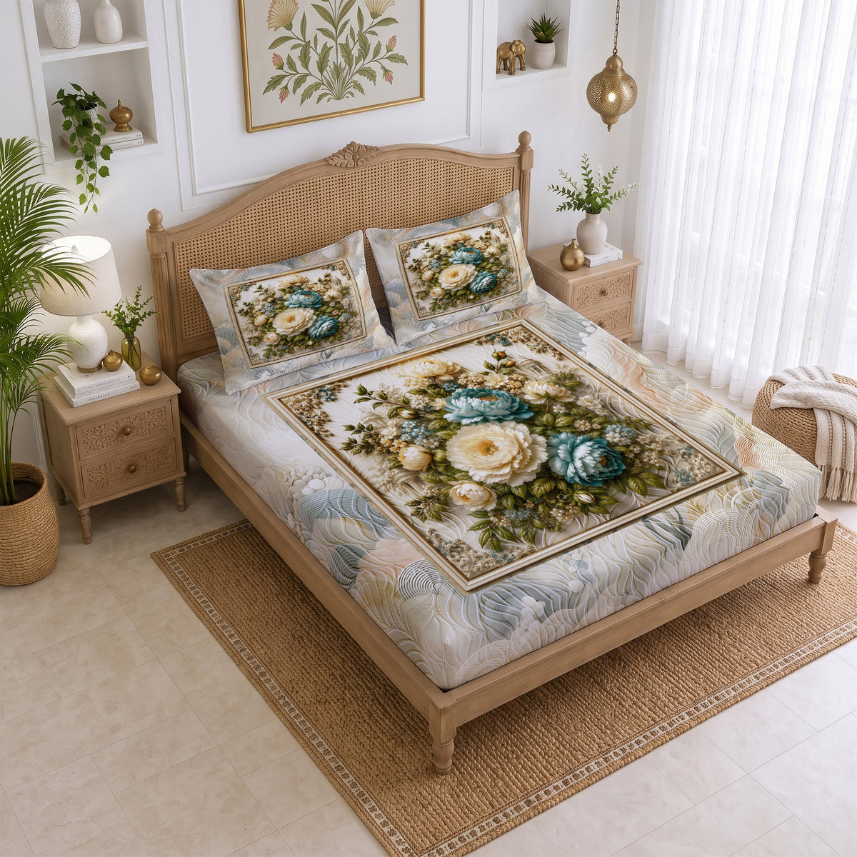 CHHAVI INDIA 210 TC Microfiber Printed King Size Bedsheet With 2 Pillow Covers