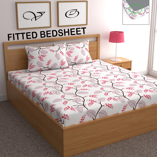 CHHAVI INDIA 210 TC Microfiber Fitted Double Size Printed Bedsheet