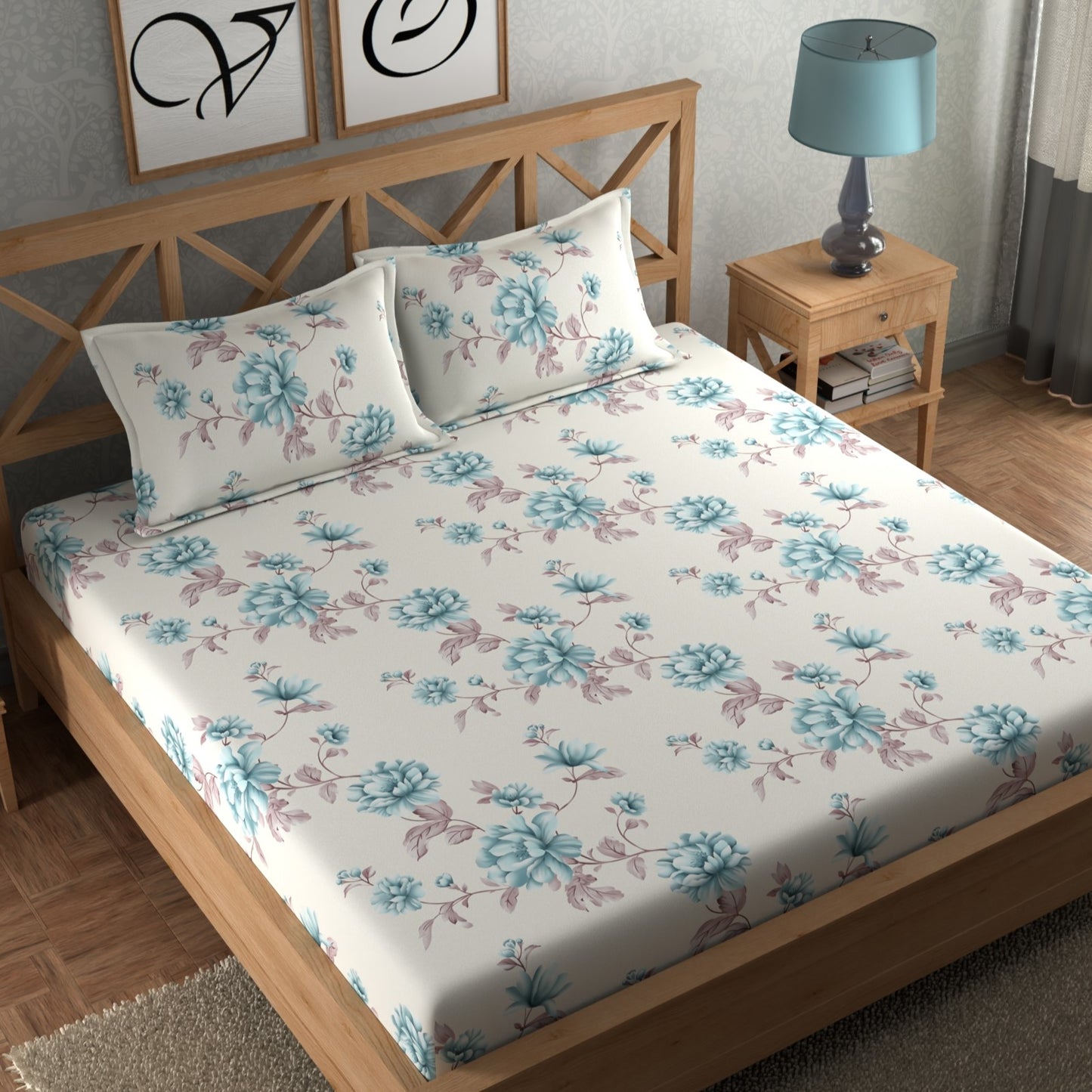 CHHAVI INDIA 210 TC Microfiber Printed Double Bedsheet With Pillow Covers