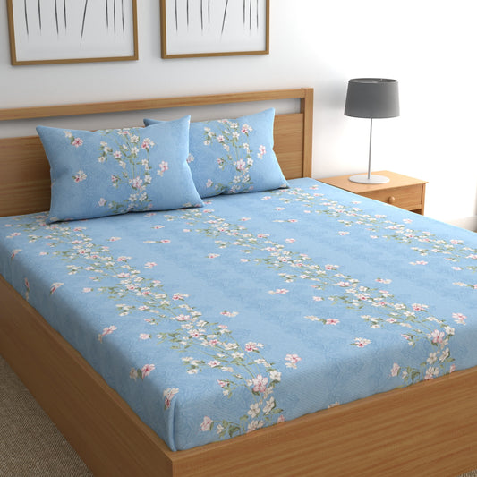 CHHAVI INDIA 210 TC Microfiber Printed Double Bedsheet With Pillow Covers
