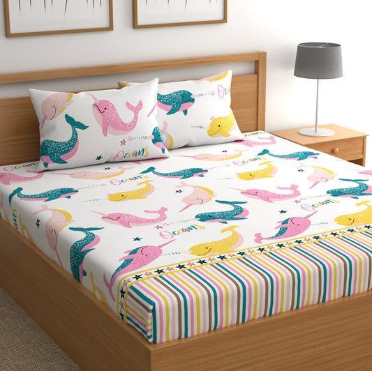 CHHAVI INDIA 210 TC Microfiber Printed Double Bedsheet With Pillow Covers