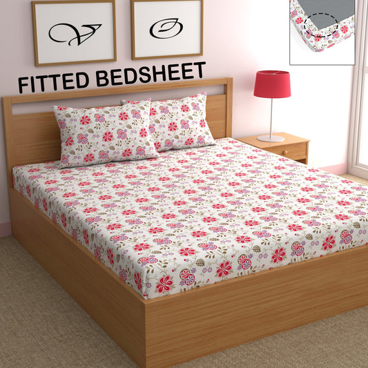 CHHAVI INDIA 210 TC Microfiber Fitted Double Size Printed Bedsheet