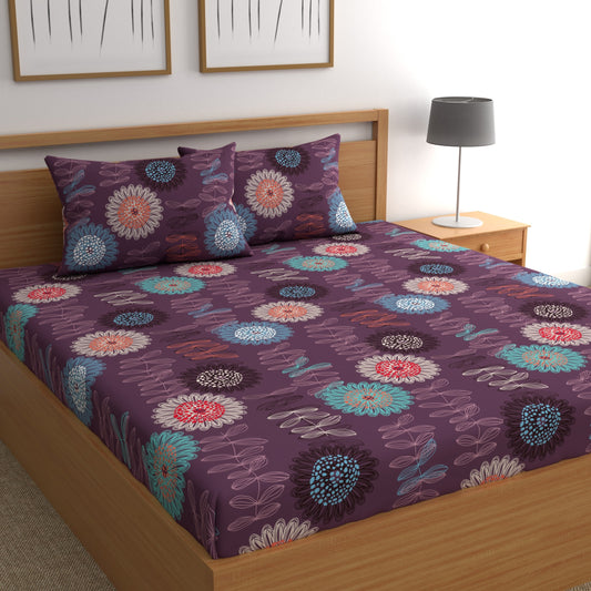 CHHAVI INDIA 210 TC Microfiber Printed Double Bedsheet With Pillow Covers