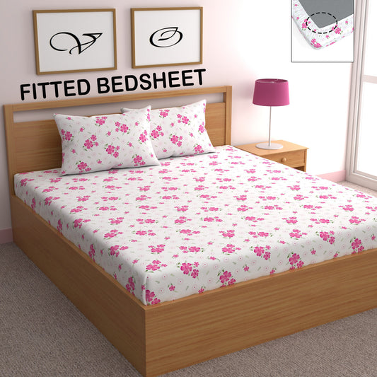 CHHAVI INDIA 210 TC Microfiber Fitted Double Size Printed Bedsheet