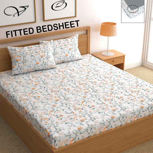 CHHAVI INDIA 210 TC Microfiber Fitted Double Size Printed Bedsheet