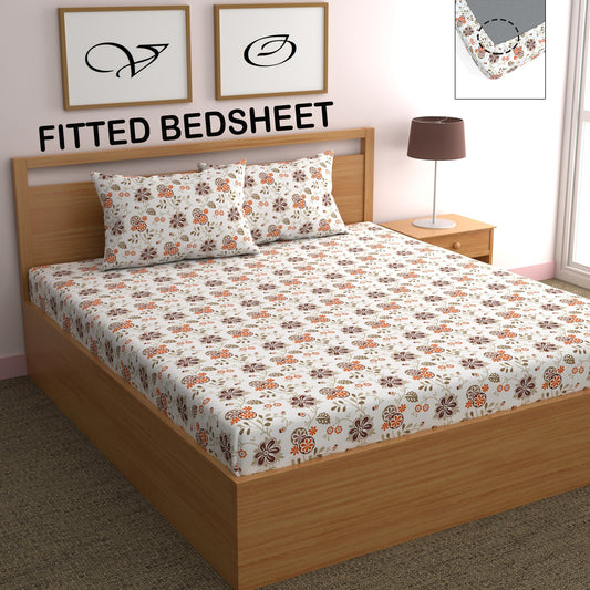 CHHAVI INDIA 210 TC Microfiber Fitted Double Size Printed Bedsheet