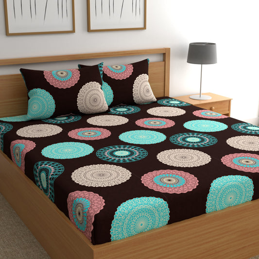 CHHAVI INDIA 210 TC Microfiber Printed Double Bedsheet With Pillow Covers