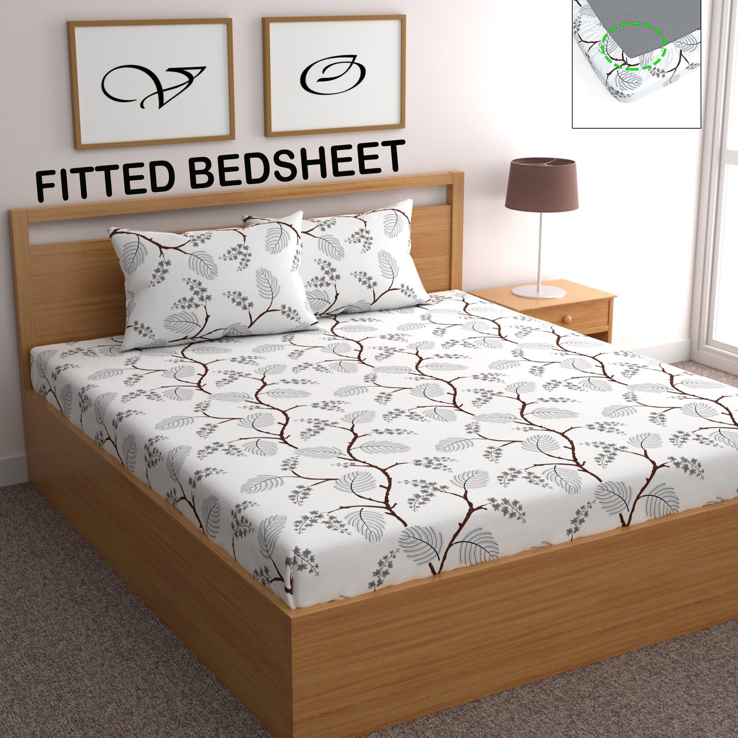 CHHAVI INDIA 210 TC Microfiber Fitted Double Size Printed Bedsheet
