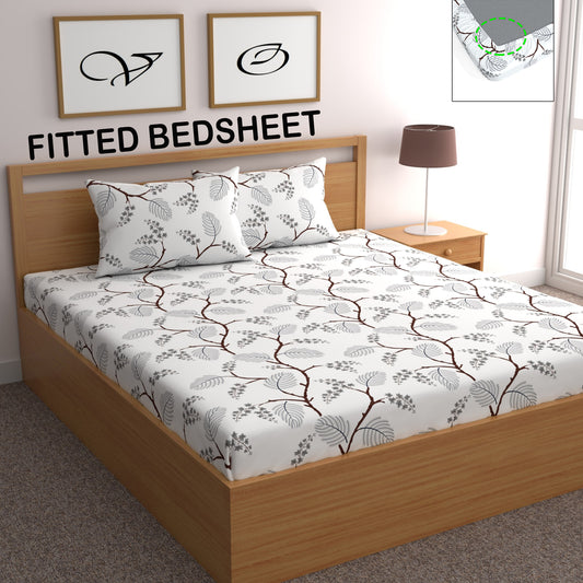 CHHAVI INDIA 210 TC Microfiber Fitted Double Size Printed Bedsheet