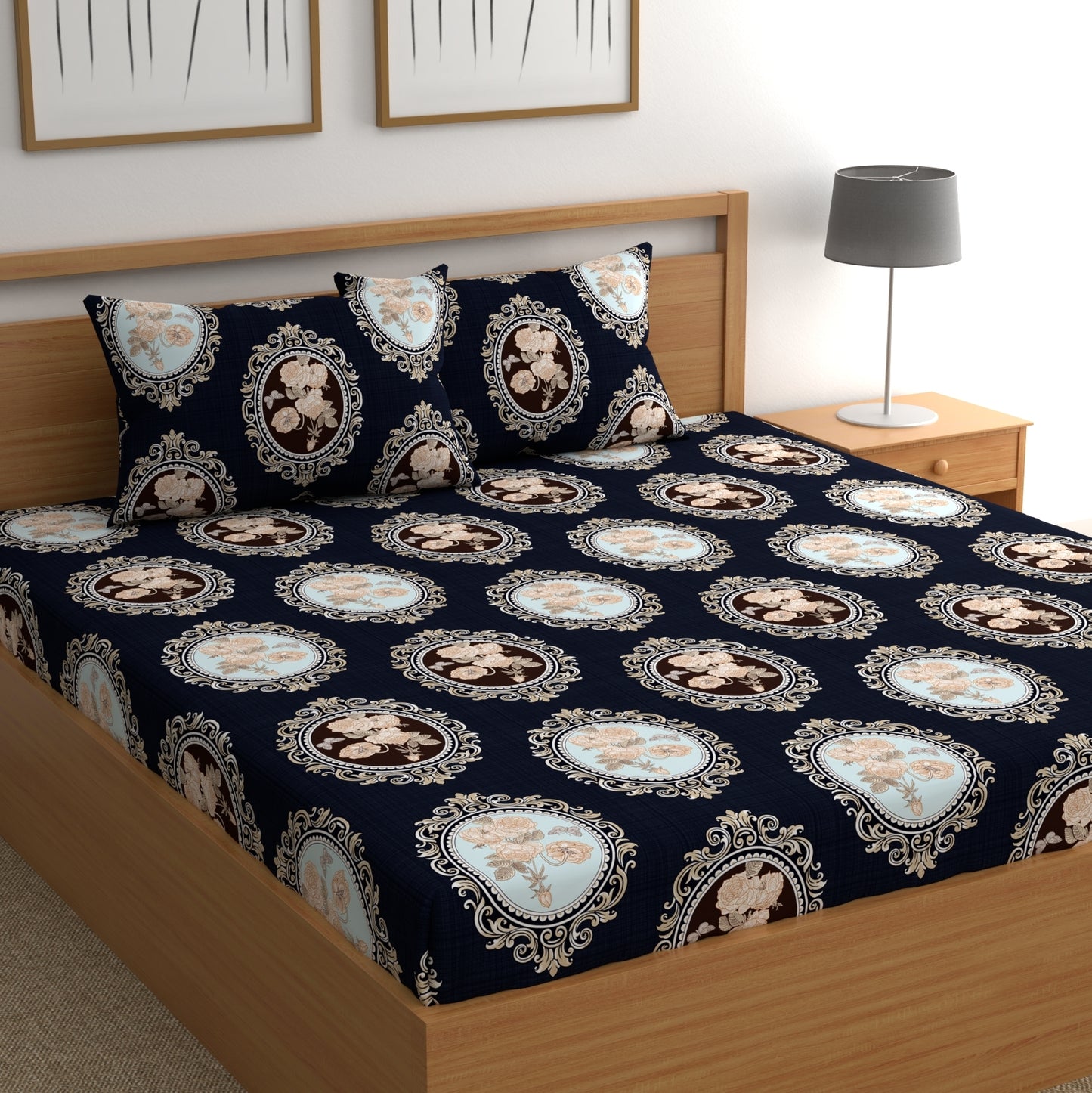 CHHAVI INDIA 210 TC Microfiber Printed Double Bedsheet With Pillow Covers