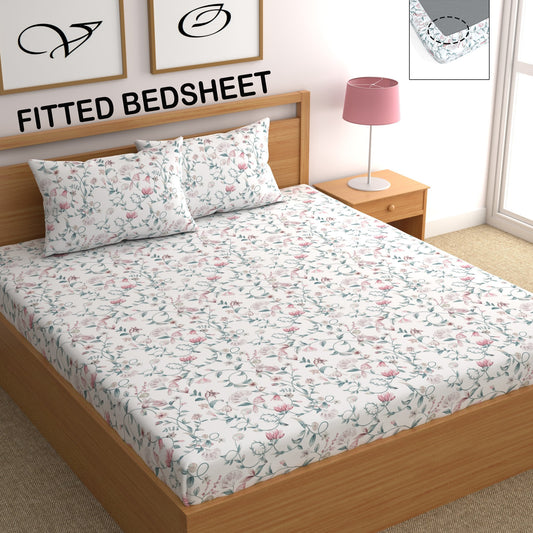 CHHAVI INDIA 210 TC Microfiber Fitted Double Size Printed Bedsheet