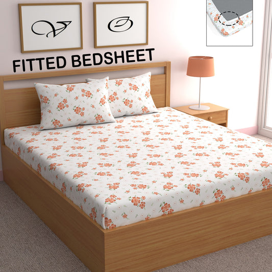 CHHAVI INDIA 210 TC Microfiber Fitted Double Size Printed Bedsheet