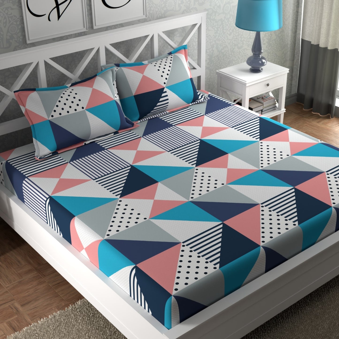 CHHAVI INDIA 210 TC Microfiber Printed Double Bedsheet With Pillow Covers